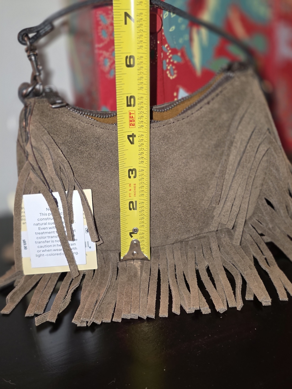Patricia Nash Brown Suede Fringe Crossbody Mini Bag - Picture 9 of 9